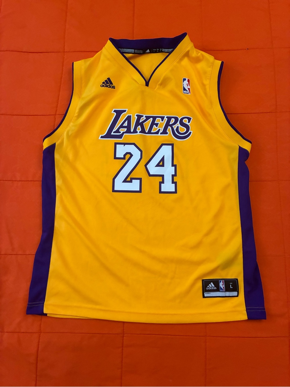 KOBE BRYANT LOS ANGELES LAKERS YOUTH BOYS LARGE JERSEY ADIDAS #24 YELLOW GOLD